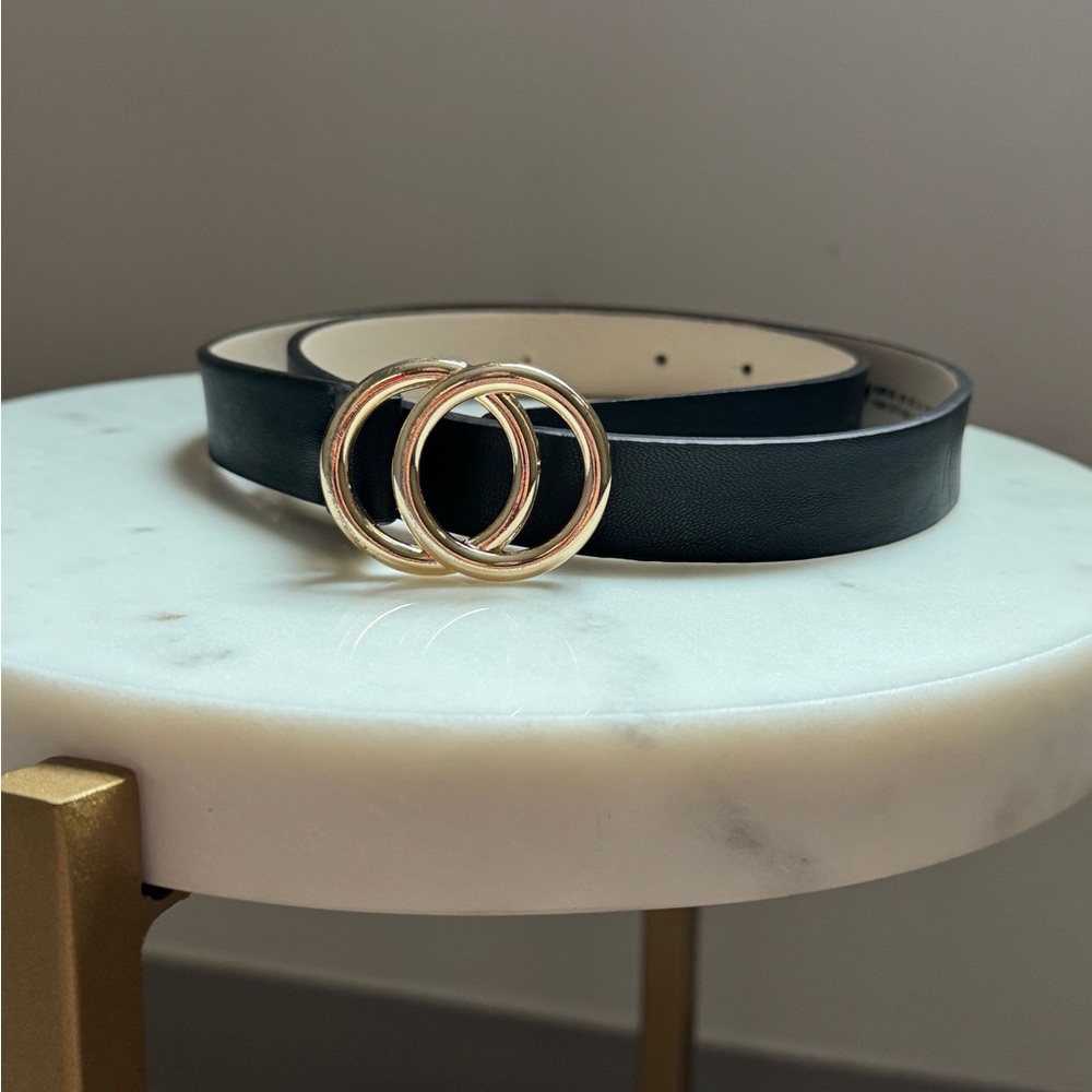 H&M Black Belt with Gold Rings